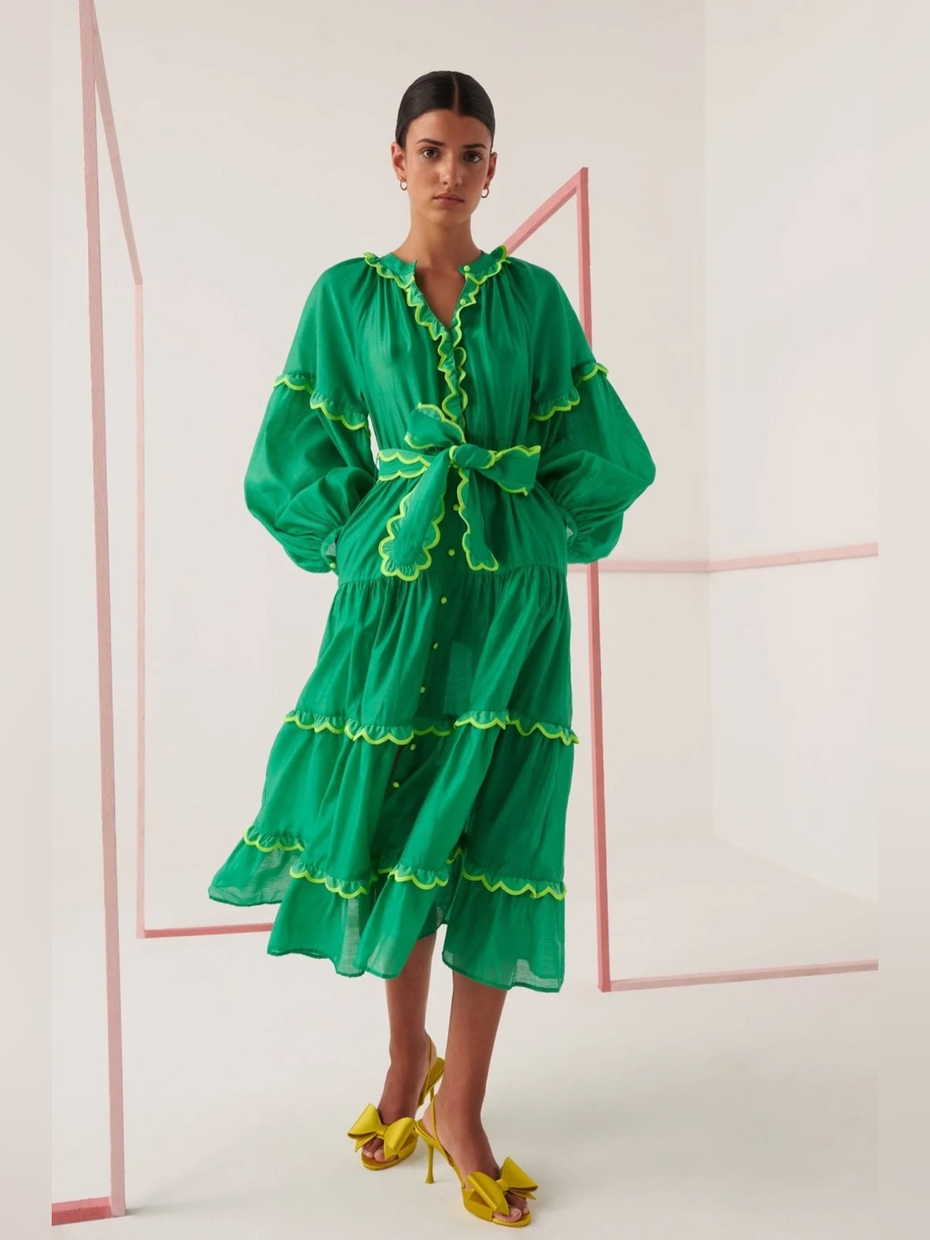 Celiab Flame Midi Dress Green Xs Flawed Flawed